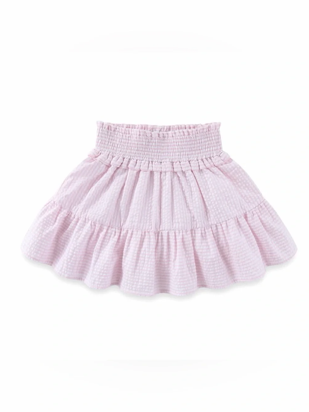 Sperry Light Pink Seersucker Puff Sleeve Top with Bow and Skirt Set